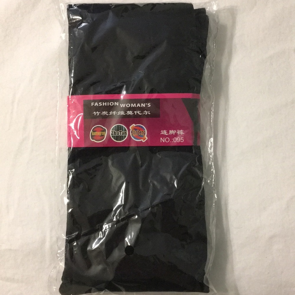 Black fleece tights with feet